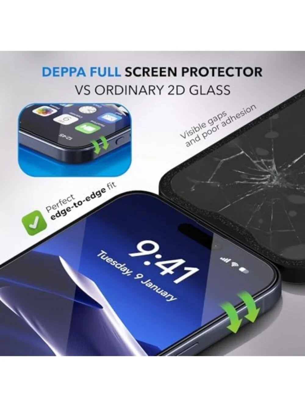 2-Pack Privacy Screen Protector for iPhone 17/16 Pro - 9H Tempered Glass, Easy